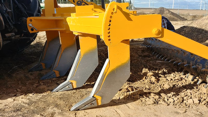 Image of a subsoiling tillage implement used to break up deep layers of soil.